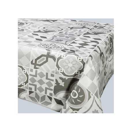 Protège table gris carreaux - nappe de protection pvc moderne grise